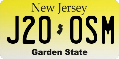 NJ license plate J20OSM