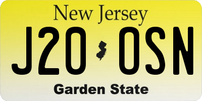NJ license plate J20OSN