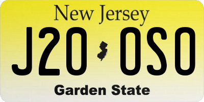 NJ license plate J20OSO
