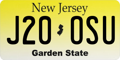 NJ license plate J20OSU