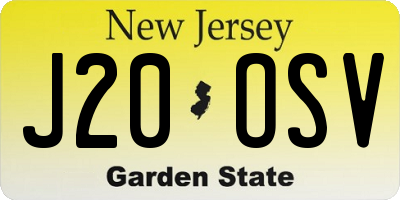 NJ license plate J20OSV