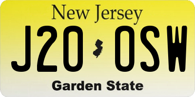 NJ license plate J20OSW