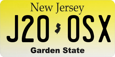 NJ license plate J20OSX