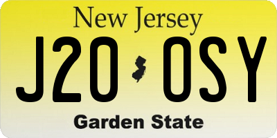 NJ license plate J20OSY