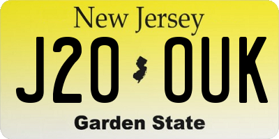 NJ license plate J20OUK