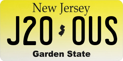 NJ license plate J20OUS