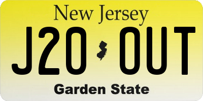 NJ license plate J20OUT