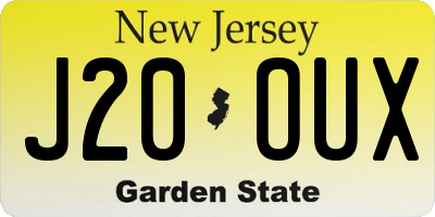 NJ license plate J20OUX