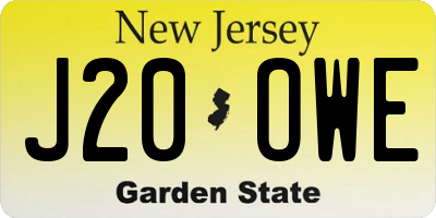NJ license plate J20OWE