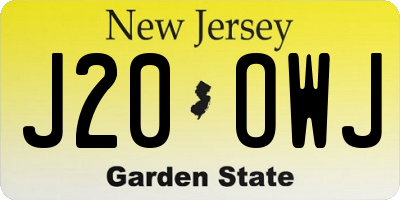 NJ license plate J20OWJ