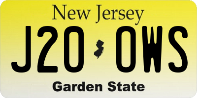 NJ license plate J20OWS