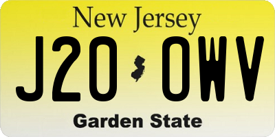 NJ license plate J20OWV