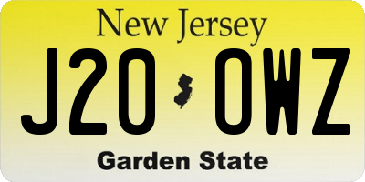 NJ license plate J20OWZ
