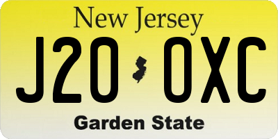 NJ license plate J20OXC