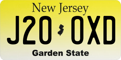 NJ license plate J20OXD