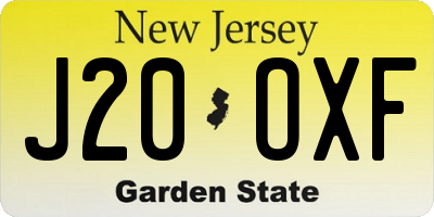 NJ license plate J20OXF