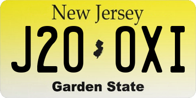 NJ license plate J20OXI