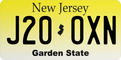NJ license plate J20OXN