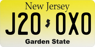 NJ license plate J20OXO