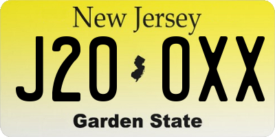 NJ license plate J20OXX