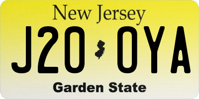 NJ license plate J20OYA