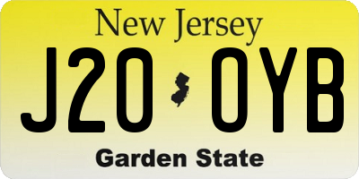 NJ license plate J20OYB
