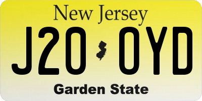 NJ license plate J20OYD
