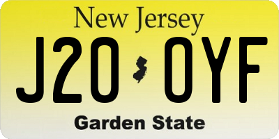 NJ license plate J20OYF