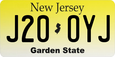 NJ license plate J20OYJ