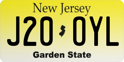 NJ license plate J20OYL