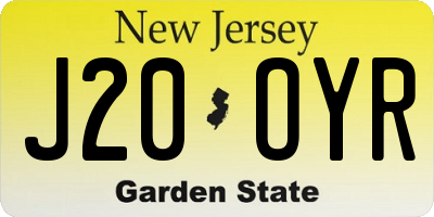 NJ license plate J20OYR