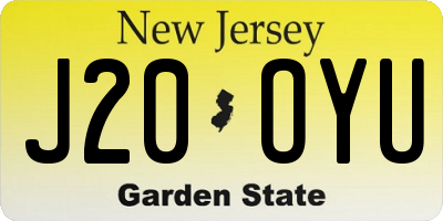 NJ license plate J20OYU