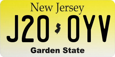 NJ license plate J20OYV