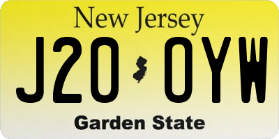 NJ license plate J20OYW