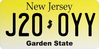 NJ license plate J20OYY