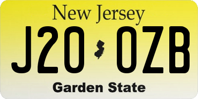 NJ license plate J20OZB
