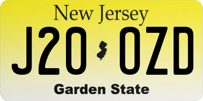 NJ license plate J20OZD