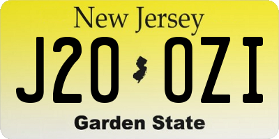 NJ license plate J20OZI