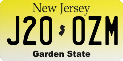 NJ license plate J20OZM
