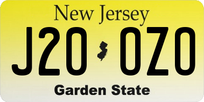 NJ license plate J20OZO