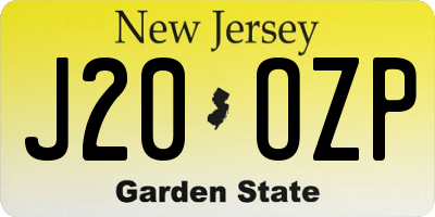 NJ license plate J20OZP