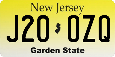 NJ license plate J20OZQ