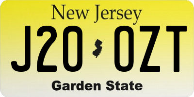 NJ license plate J20OZT