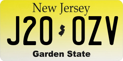 NJ license plate J20OZV