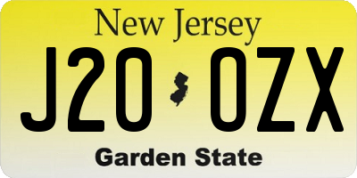 NJ license plate J20OZX