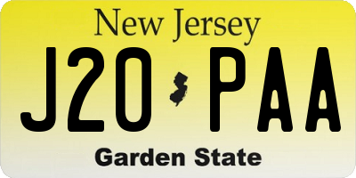 NJ license plate J20PAA