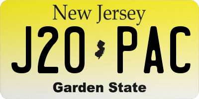 NJ license plate J20PAC