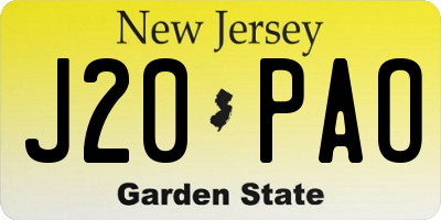 NJ license plate J20PAO