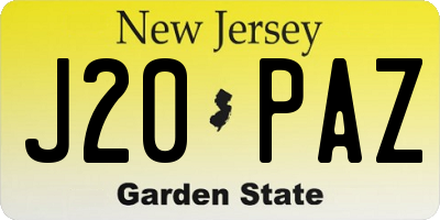 NJ license plate J20PAZ