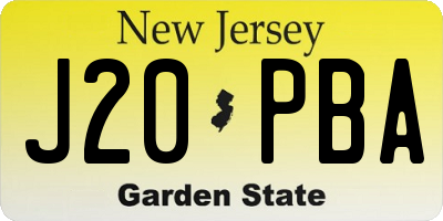NJ license plate J20PBA